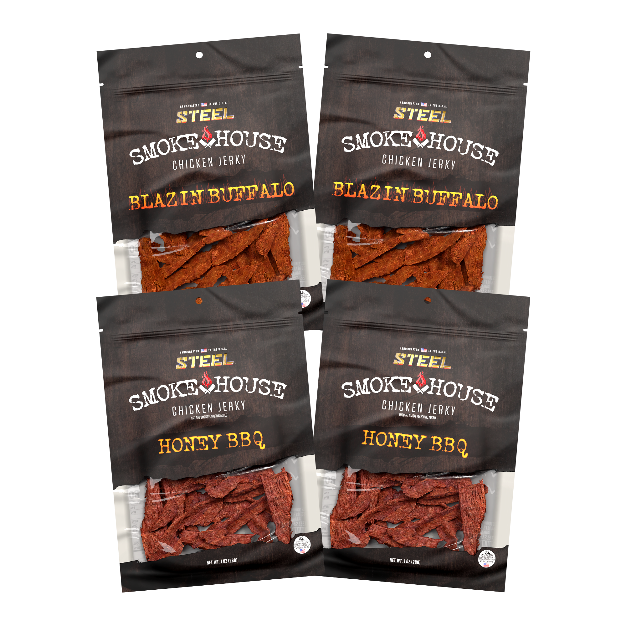 Honey BBQ/Blazin' Buffalo Chicken Jerky Variety Pack – Smokehouse