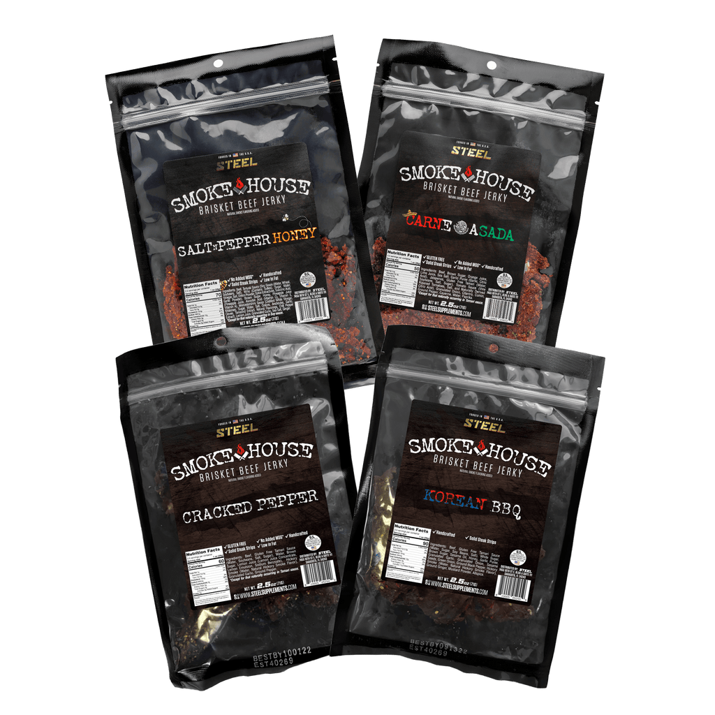 Steel Supplements Jerky Variety Pack B 2.5 oz. Steel Smokehouse Brisket Beef Jerky Variety Pack