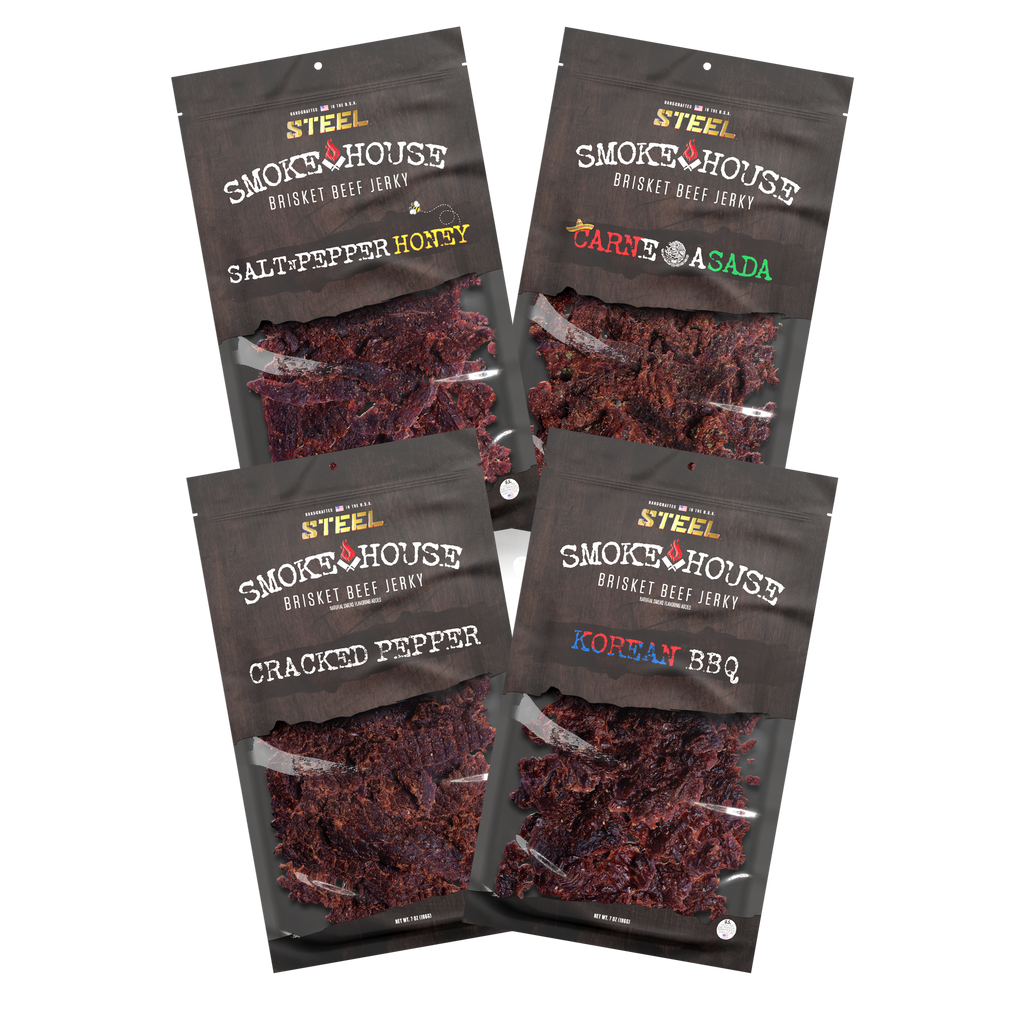 Korean/Carne Asada/Cracked Pepper/Salt & Pepper Honey Variety Pack - Brisket Beef Jerky