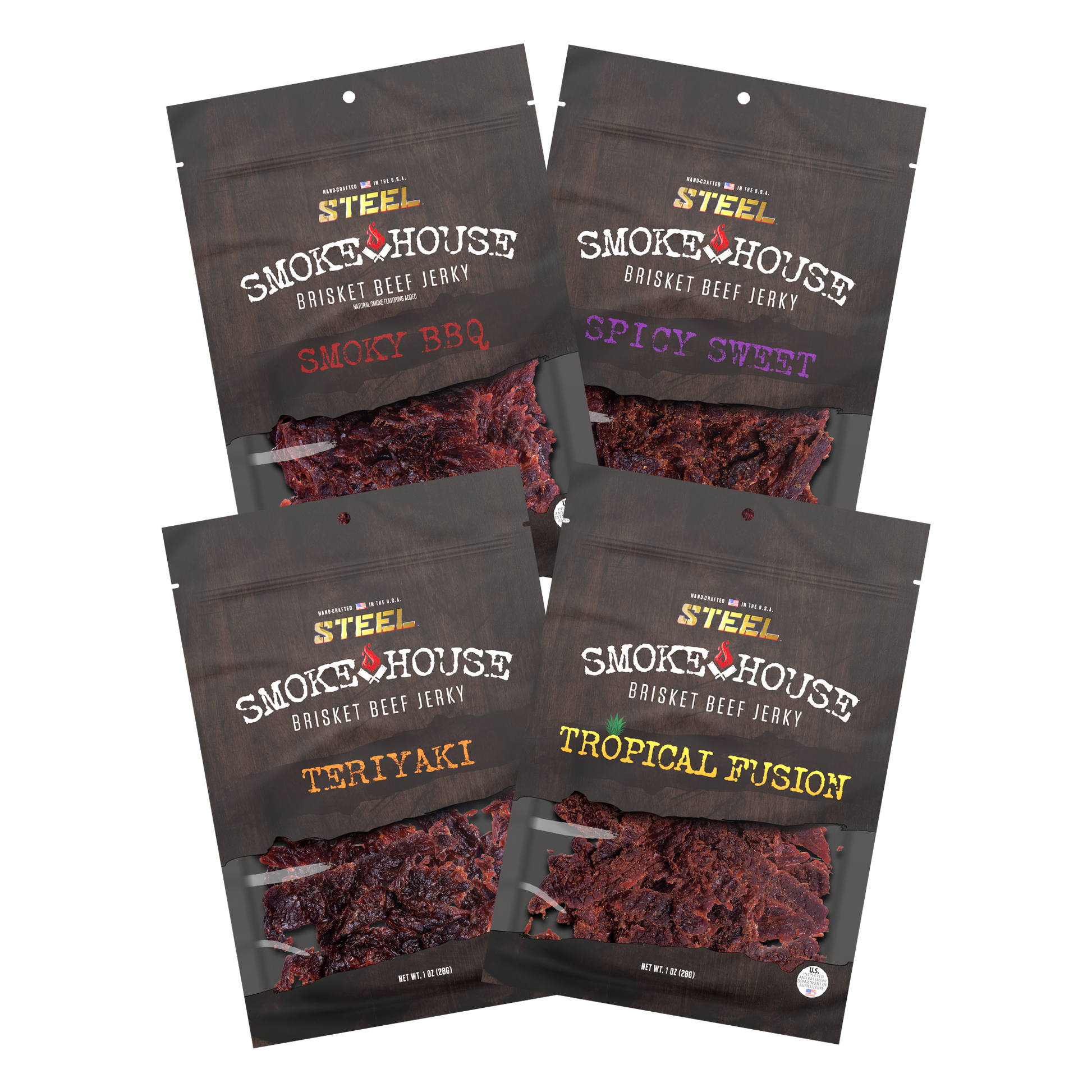 Smoky/Spicy Sweet/Teriyaki/Tropical Fusion Variety Pack - Brisket Beef Jerky