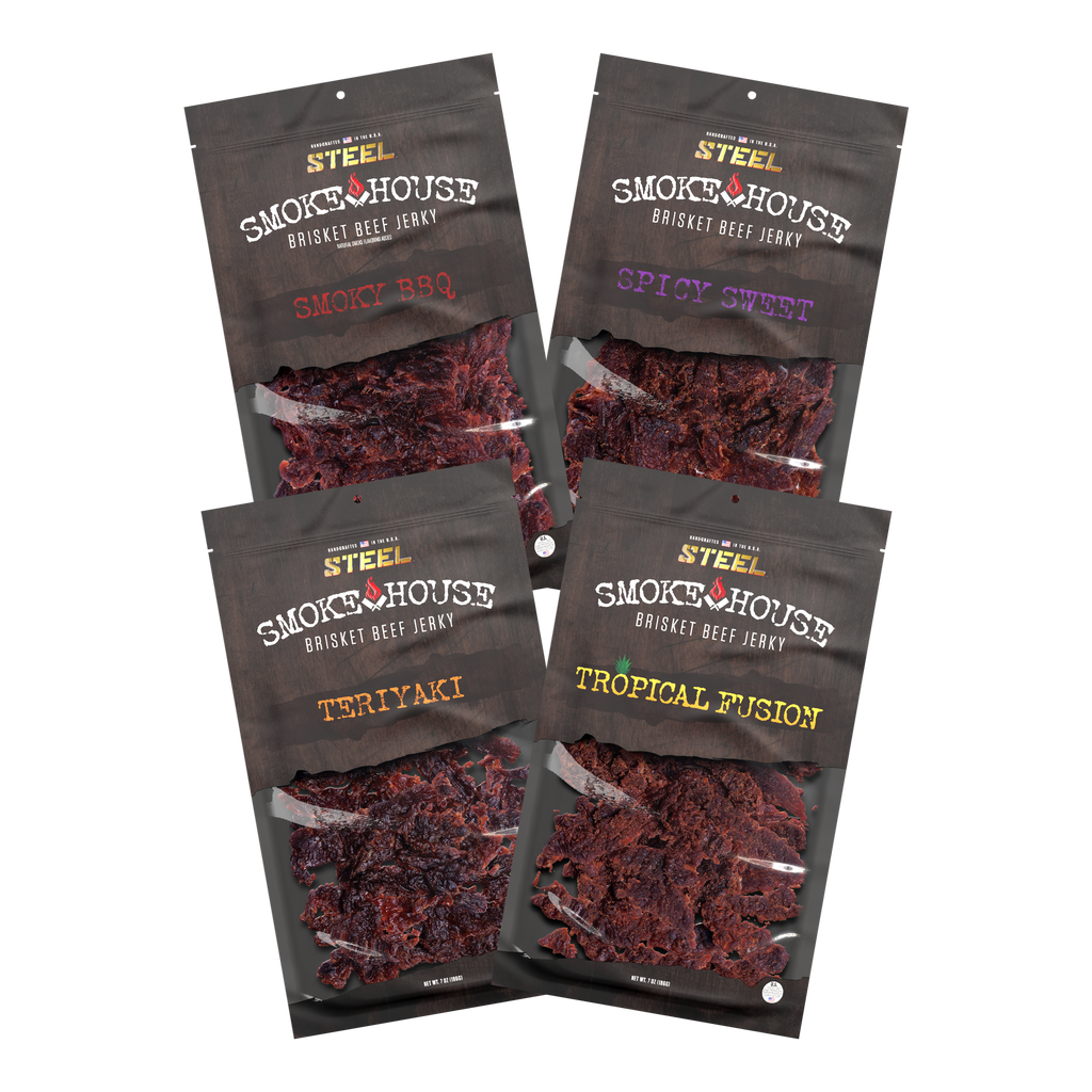 Smoky/Spicy Sweet/Teriyaki/Tropical Fusion Variety Pack - Brisket Beef Jerky