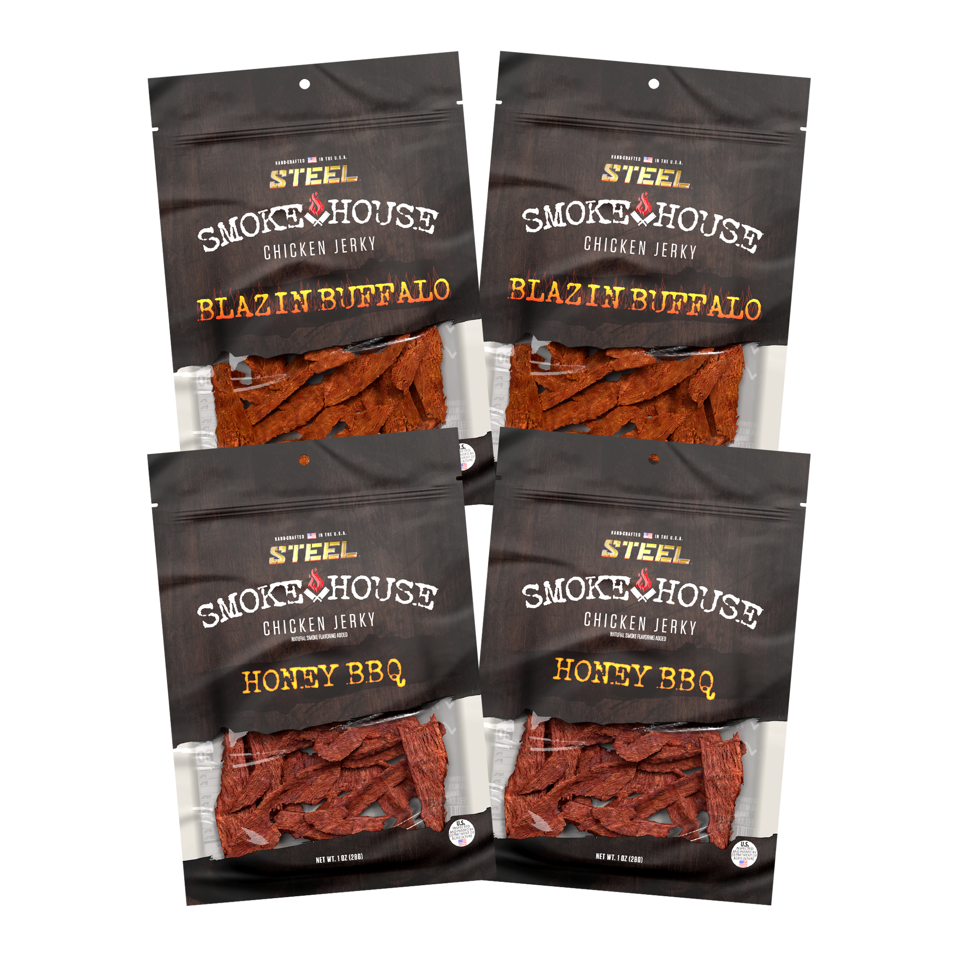 Honey BBQ/Blazin' Buffalo Chicken Jerky Variety Pack – Smokehouse